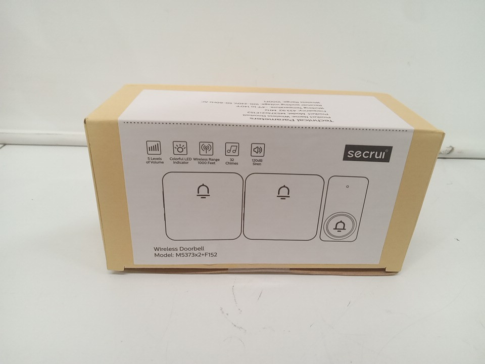 3pc SECRUI WIRLESS DOORBELL with 2 receivers - 1000ft wireless range - white (MODEL: M5373x2+F152) image 2