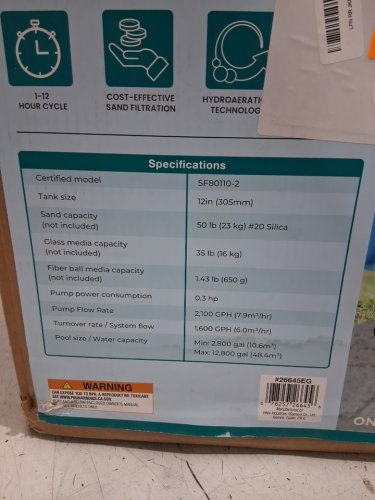 INTEX SX2100 KRYSTAL CLEAR SAND FILTER PUMP FOR ABOVE GROUND POOLS - 2100GPH - WHITE/GREY (MODEL: SFW80110/SX2100) image 3