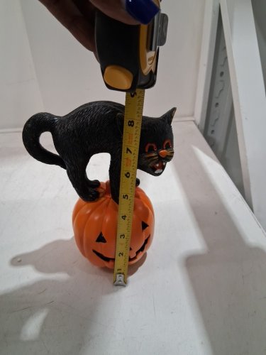 HUASHENG Indoor/Outdoor Halloween Pumpkin & black cat Figurine -8.5" - black /orange image 4