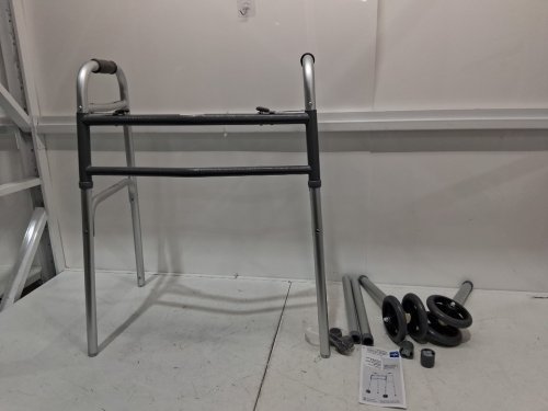 MEDLINE GUARDIAN FOLDING PORTABLE ADJUSTABLE ALUMINUM WALKER - 500LBS CAPACITY - GREY (MODEL: MDS86410XWW) image 3