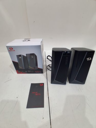 REDRAGON ANVIL RGB DESKTOP 2.0 CHANNEL STEREO SPEAKERS WITH 6 LED MODES - USB POWERED WITH 3.5MM CABLE - BLACK (MODEL: GS520) image 2