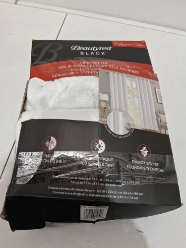 (2 PANEL) Beautyrest GROMMET TOP Blackout Curtain WITH LINER  - 52" X 90" - WHITE (MODEL:6699105 image 2