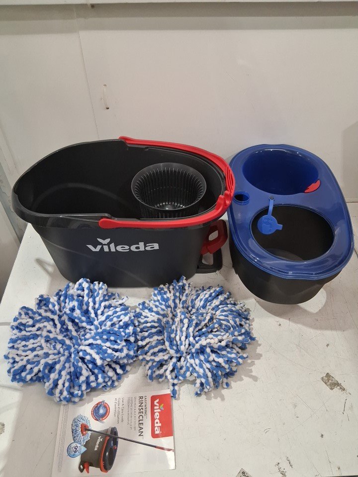 vileda easywring rinseclean spin mop & bucket system with reusable microfibre mophead & extendable handle - blue - (model:170144) image 3