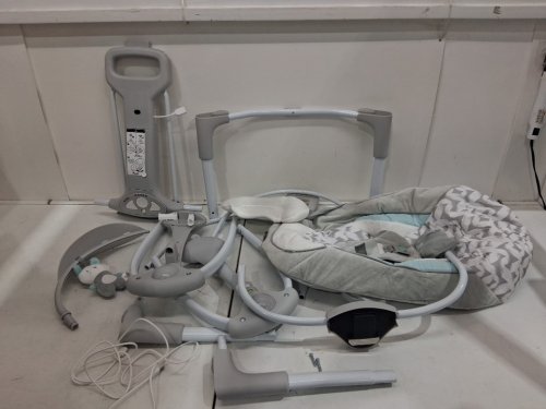 Ingenuity 2-in-1 convertme compact portable baby swing & seat with vibrations & nature sounds - battery powered - 20lbs max - raylan theme/grey (model: ‎12189) image 4