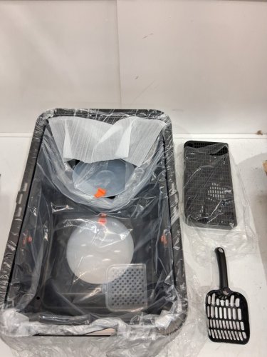 TROPOW 2-IN-1 High Sides Easy Clean Litter BOX WITH REMOVEABLE LID - 40L - BLACK/STAINLESS STEEL (MODEL: 4410VBPCYZJ5) image 5