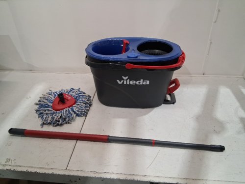 vileda easywring rinseclean spin mop & bucket system with reusable microfiber mophead & extendable handle - blue image 3