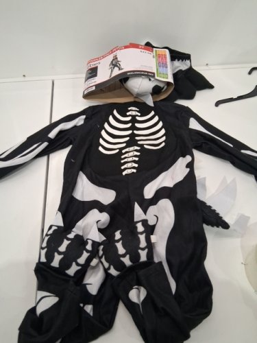 RUBIES TODDLER SKELESAURUS REX SKELETON DINOSAUR COSTUME - 2T - BLACK AND WHITE image 2