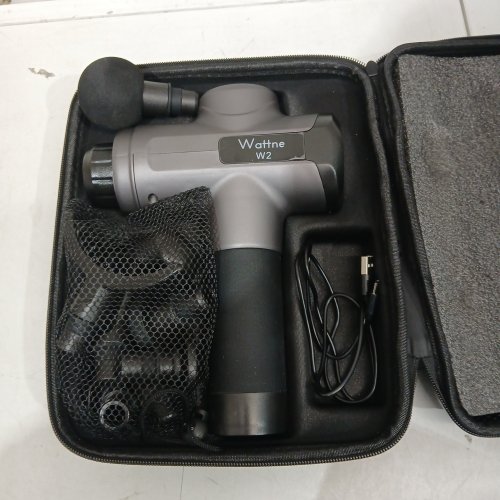 WATTNE MASSAGE DEEP TISSUE PERCUSSION MASSAGE GUN WITH ASSORTED ATTACHMENT HEADS - CARBON (MODEL: W2/RC-MG-010) image 4