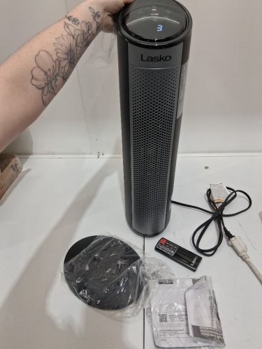 Lasko Elite 22" Tower Heater WITH 3 heat settings, remote, & tip-over switch - 1500W - black (MODEL: CT22498C) image 3
