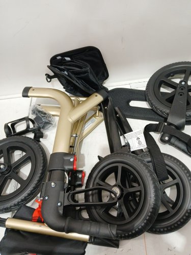 rollisroll All Terrain Rollator Walker with Seat, backrest & 12" Big Rubber Wheels - 300lbs capacity - gold/black (model: a42004w12) image 6