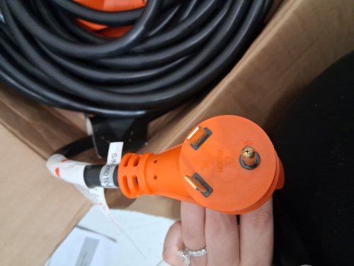 RV Extension Cord Female Plug, with LED Power Indicator, Handle for RV Trailer - 100FT | 10AWG/3C | 30a | tt-30p / tt-30R |  125V 2500 - black / orange - (model: RV30H/RV30H-RA) image 8