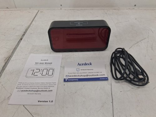 Acedeck Battery Operated Alarm Clock - 5" - RED/BLACK (MODEL:  T01) image 3