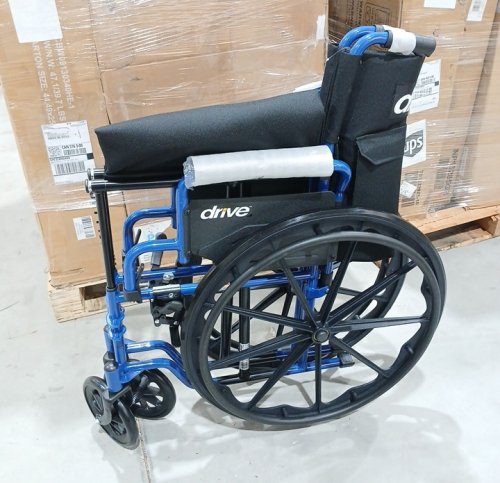 Drive Medical Single Axle Blue Streak Wheelchair, flip Back Desk Arm, swing Away Footrests - 18" - Blue (BLS18FBD-SF) image 3