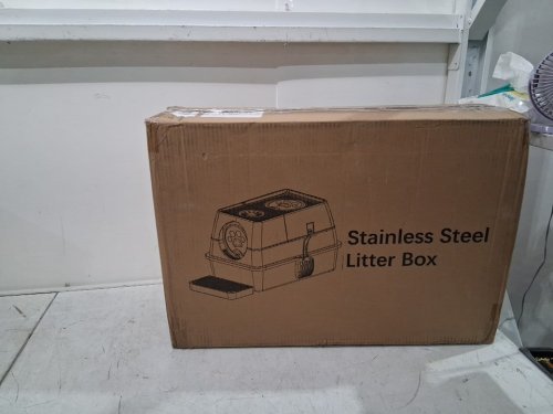 Garvee Large Stainless Steel 2 entry way Enclosed Cat Litter Box with Lid - 15" x 23" - stainless steel (Model: pps_334gvx7j) image 4
