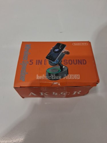 aklcr 5-in-1 induction audio wireless phone charge - 3000mah - black/led (Model : a016) image 4
