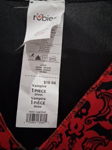 WOMEN'S RUBIES VAMPIRE COSTUME DRESS - large- RED AND BLACK (STYLE: VAMPIRE) image 3