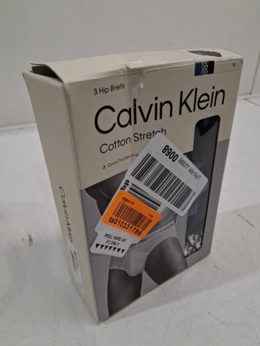 3PK MEN'S CALVIN KLEIN COTTON STRETCH HIP BRIEFS - medium - black/blue/monogram white (style: NB2613-402-M) image 3