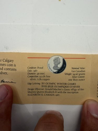 CALGARY 1988 OLYMPICS 20 DOLLAR ONE TROY OUNCE OF PURE SILVER COIN HOCKEY GOALIE image 5