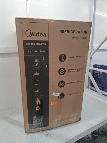 MIDEA DOUBLE DOOR MINI FRIDGE WITH FREEZER AND ADJUSTABLE GLASS SHELVES 3.1CU.FT BLACK (MODEL:WHD-113FB1) image 4