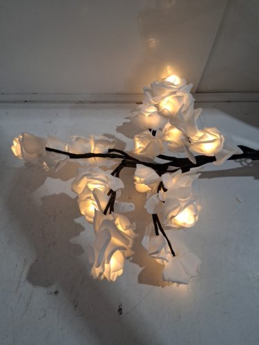 adjustable led rose tree lamp - 12" - white rose image 2