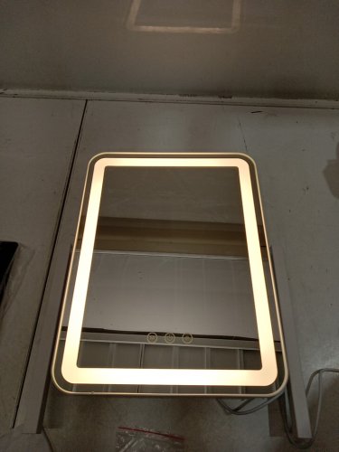 fennio led vanity makeup mirror with 3 light settings, touch screen button and tilt - 13" x 17" - white image 4