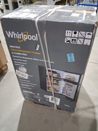 whirlpool mini refrigerator with reversible door - freezer compartment - 4.3cu.ft stainless steel and black (model:wh43s1e) image 6