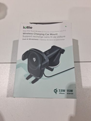 Iottie 2-in-1 Easy One Touch Wireless Dash and Windshield Phone Charging Car Mount - 15W for Android / 7.5W For Iphone - Black (MODEL: HLCRIO142) image 2