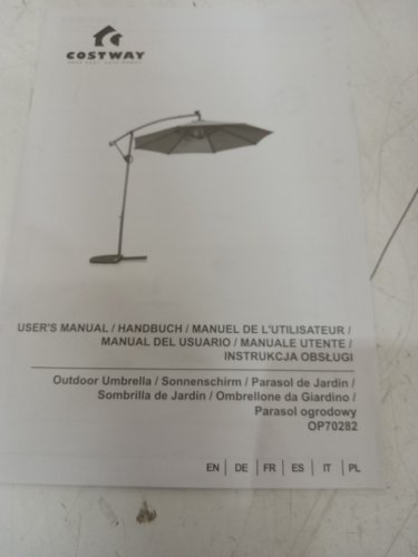 Costway Solar Powered Offset Patio Umbrella With LEDs - 10FT - Turquoise  (Model: OP70282LS) image 8