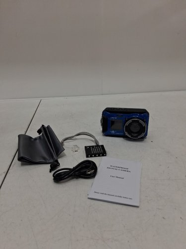4k waterproof camera with 32gb memory card - waterproof up to 33ft - blue image 3