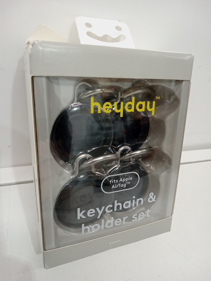 4pk Heyday Apple Airtag Keychain and Holder Set - Black (Model: 057 00 9538) image 2