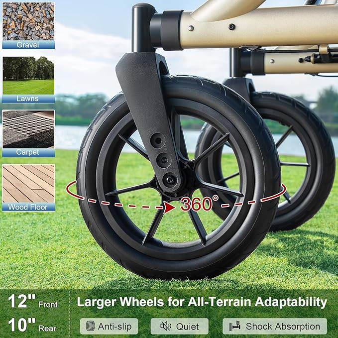 MAXWALK ALL TERRAIN ROLLATOR WITH BACKREST - gold  (model: ‎MW2402) image 2