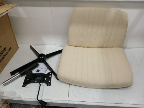 bestoffice criss cross-legged wide seat armless office chair with no wheels - beige (model: 0C-N865-BEIGE) image 5