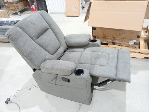 Aricella Chenille Chair Recliner with Massage, Heating, Cup Holders, and side pocket - Grey (Model: 76701M-51) image 6