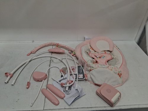 Ingenuity soothing baby bouncer infant seat with vibration toy bar and sound 0-6m - pink flora the unicorn - (model: 12201/o0966) image 4