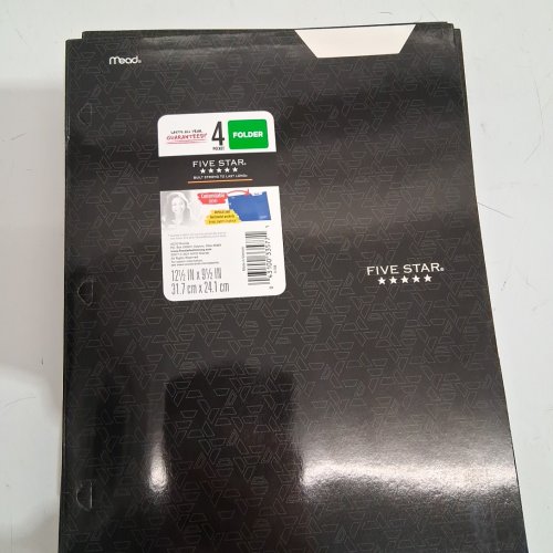 34pk mead five star 4 pocket paper folders - 12.5" x 9.5" - black image 3