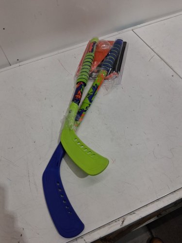3pc nerf proshot 2-IN-1 hockey set with adjustable sticks and ball - 26" to 35.5" stick height - blue/green/yellow (model: ‎82169) image 2