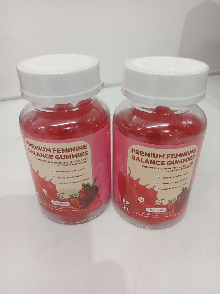 2 (60 Gummies) Premium Feminime Balance Gummies - promotes healthy pH balance dietary supplement - Strawberry (120 gummies total) image 5
