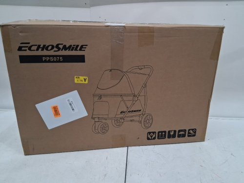 echosmile pet/dog stroller with 3 all terrain wheels and mesh windows - 88LBS max - orange/black - (model: pps075) image 2
