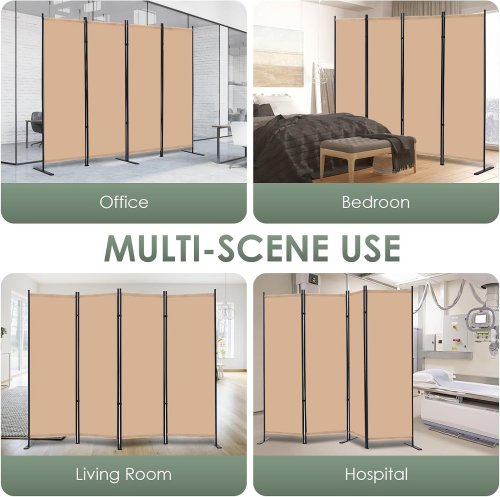 RANTILA 4-PANEL multi-use ROOM DIVIDER - PRIVACY SCREEN - ROOM PARTITION 89" x 71" - Beige (MODEL: sl27004be) image 3