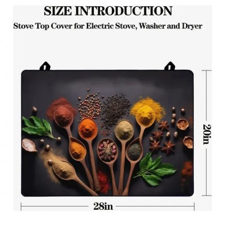 Electric Stove Top Cover - non slip - 28" x 20" - Scoops of spices (Model: AULP) image 2