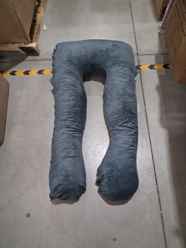 SOFT u-shaped full body pregnancy pillow - 44" x 25" - blue/grey image 3