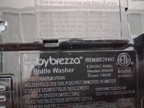 BabyBrezza Bottle Washer Pro 3-in-1 washer/sterilizer/dryer - holds 4 bottles - black/white (model: BRZ0103) image 6