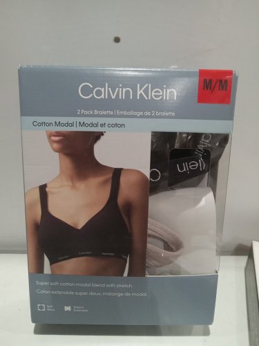 2PK Women's Calvin Klein Cotton Modal Bralettes - medium - black/TAUPE (style: 1561688) image 2
