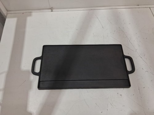 overmont double-sided reversible cast iron griddle pre-seasoned skillet with handles - 17" x 9" - black image 3