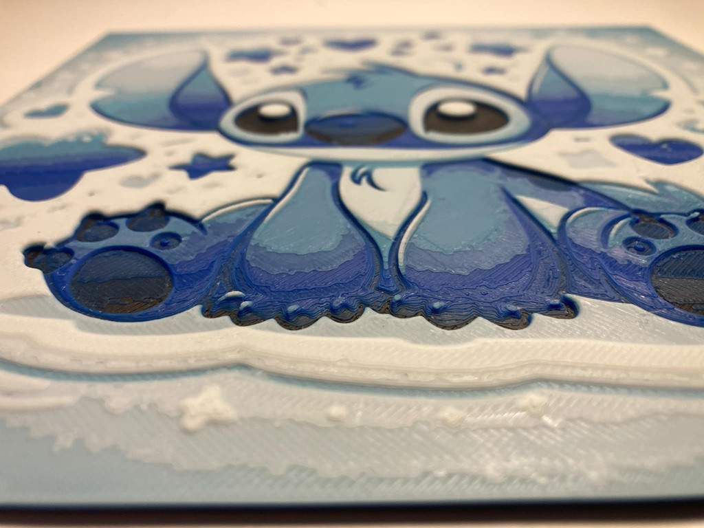 8"x8" 3D Printed - Stitch - Disney's Lilo and Stitch- Textured Photo image 2