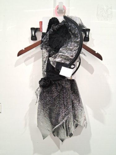 3PC GIRL'S WAY TO CELEBRATE DARK SPARKLE ANGEL COSTUME - SMALL / 4-6 - BLACK/SILVER image 3