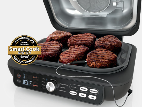 NINJA FOODI SMART XL PRO 7-IN-1 GRILL & GRIDDLE SMART COOK SYSTEM WITH THERMOMETER - 3.8L CAPACITY - BLACK/STAINLESS STEEL (MODEL: IG651C) image 2