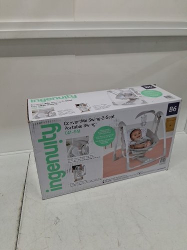 INFANT'S INGENUITY CONVERTME SWING-2-SEAT CHAIR - 0-9M - WHITE/GREY RAYLAN - (MODEL:B6) image 2