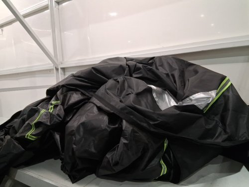 heavy-duty waterproof outdoor cover designed for vehicles like motorcycles, e-bikes, ATVs, or scooters - black/yellow image 3