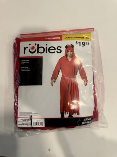 2PC MEN'S RUBIES DEVIL COSTUME - LARGE (36-38) - RED (STYLE: DEVIL / DIABLE) image 2